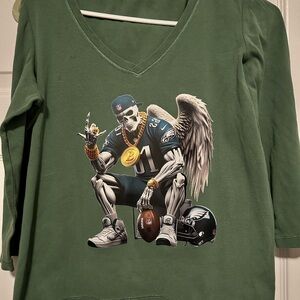 Green EAGLES nfl team Graphic Long Sleeve Shirt